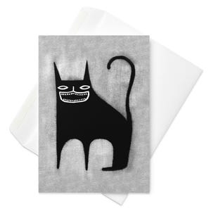 CARTÃO DE FELICITAÇÕES Gato Preto Gatinho Fofo Kawaii Peculiar Caprichoso Convites Weirdcore Gótico Inauguração de Casa Gótico Engraçado Cartão de Aniversário Presentes de Primavera