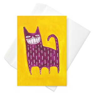 Carte de voeux, art populaire, pendaison de crémaillère, impression d'art pour amoureux des chats, cartes d'anniversaire, cadeaux originaux, invitation, correspondant fantaisiste, art mural, décoration d'intérieur