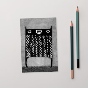 4x6 CARTÃO POSTAL IMPRESSO DE ARTE Monstro Kawaii Arte Folclórica Fofo Gótico Presente de Aniversário Caprichoso Fofo Estranho Peculiar Alienígena Inauguração de Casa Engraçado Cartões Góticos