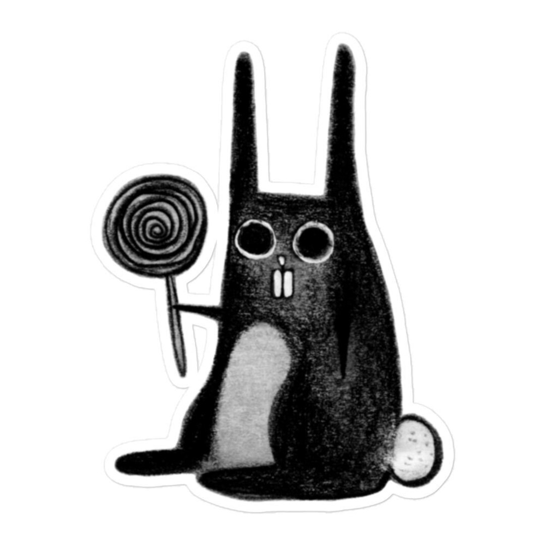VINYL STICKER Weird Rabbit Lollipop Folk Art Laptop Decal Stickers ...