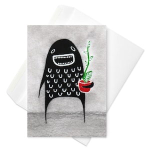 CARTÃO DE FELICITAÇÃO Planta Monstro Hoya Plantas Arte Popular Ilustração Caprichosa Estranho Bonito Presentes de Aniversário de Inauguração de Casa Peculiar Engraçado Cartão de Professor