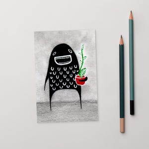4x6 KUNSTDRUCK POSTKARTE Hoya Pflanze Monster Garten Kawaii Folk Art Zimmerpflanzen schrullig Einweihungsparty Geschenk Skurril Dekor Geburtstag Frühling Funde