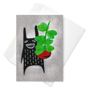 Grußkarte Pflanzen Monster Hoya Kerrii Pflanzen Folk Kunst skurril Illustration Einweihungsparty Geburtstagsgeschenk schrullig lustig Lehrer Karte