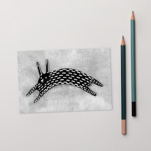 4x6 ART PRINT POSTCARD Coelho preto Arte popular Presente de aniversário Caprichoso Bonito Estranho Peculiar Inauguração de casa Arte estranha Engraçada Coelho gótico Arte de parede