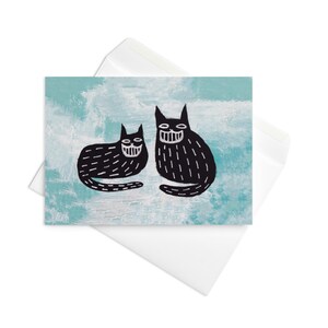 CARTE DE VUX Chat noir Kitty mignon Kawaii excentriques lunatiques Invitations Weirdcore Goth pendaison de crémaillère gothique drôle carte d'anniversaire cadeaux de printemps
