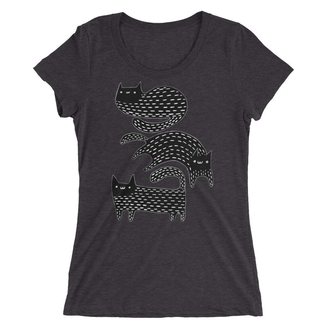 BLACK CAT SHIRT Women's TShirt Folk Art Print Birthday Etsy