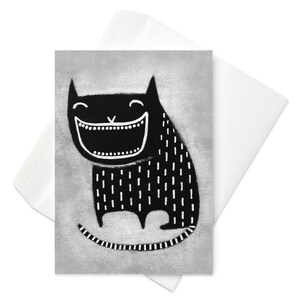 CARTÃO DE FELICITAÇÕES Gato Preto Gatinho Feliz Kawaii Peculiar Caprichoso Convites Estranhos Bonitos Góticos Inauguração de Casa Gótico Engraçado Cartão de Aniversário Presentes de Primavera