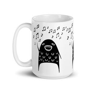 15oz COFFEE MUG Opera Monster Singing Folk Art Music Gift Quirky Whimsical Housewarming Gifts Funny Birthday Musician Singer Mugs