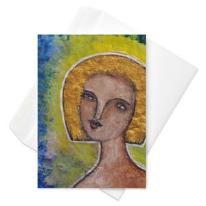 CARTE DE VOEUX Art folklorique Portrait Art brut, carte d'anniversaire, faire-parts lunatique drôle étrange mignon cadeau de pendaison de crémaillère Cadeaux printaniers originaux