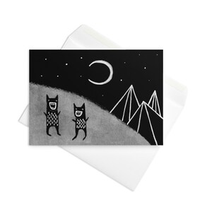 Gruselige Grusskarte Monster Landschaft Surreal Folk Kunstdruck Skurril Skurril Gruselig Süß Geburtstag Geschenke Einweihungsparty Gothic Landschaft