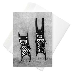 Carte d'anniversaire monstre kawaii, faire-parts extraterrestre fantaisiste, gothique étrange, cadeau de pendaison de crémaillère mignon, cadeaux de printemps originaux gothiques