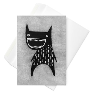 GRUSSKARTE Katze Monster Lustig Geburtstagskarte Einladungen Wunderlich Süß Gothic Weirdcore Penpal Einweihungsparty Geschenk Goth schrullig Frühlingsgeschenke