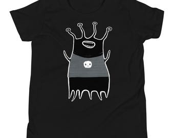 KIDS T-SHIRT Youth Short Sleeve Tee Monster Skull Alien Birthday Gift Childrens Quirky Creepy Weird Funny Children's Spring Gifts