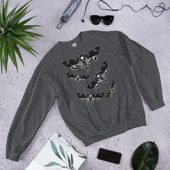 CLASSIC SWEATSHIRT Moth Sweater Folk Art Insect Birthday Housewarming Gifts Weird Botanical Forest Bugs Hawkmoth Creepy Horror Goth Punk Emo