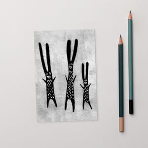 CARTÃO POSTAL ARTÍSTICO 4x6 Coelho Monstro Kawaii Fofo Gótico Peculiar Caprichoso Estranho Gótico Presente de Aniversário para Inauguração de Casa Coelho Engraçado Arte Postal