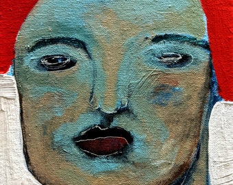 8x10 « ART PRINT Portrait Art populaire Peinture abstrait Outsider Art Face Wall Art Couloir Home Decor Pendaison de crémaillère Cadeau d’anniversaire pour soeur