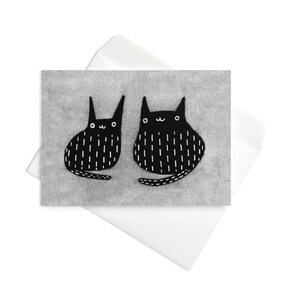 CARTE DE VUX Chat noir Kitty mignon Kawaii excentriques lunatiques Invitations Weirdcore Goth pendaison de crémaillère gothique drôle carte d'anniversaire cadeaux de printemps