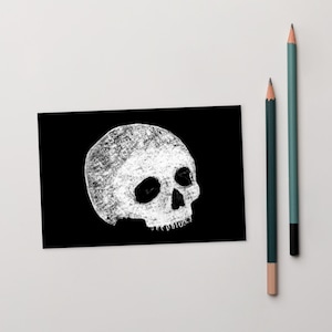 4x6 IMPRESSÃO DE ARTE CARTÃO POSTAL Crânio Humano Anatomia Goblincore Dark Academia Arte Popular Estética Cartão Ossos Desenho Punk Esqueleto Gótico Horror Estranho
