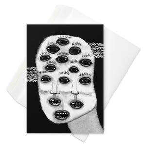 GRUSSKARTE Monster Portrait Surreal Augäpfel Folk Art Eigensinnige Horror Goth Geburtstag Geschenke Einweihungsparty Gothic Witchcore Augapfel
