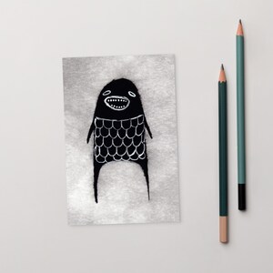 10x15cm KUNSTDRUCK POSTKARTEN Monster Kawaii Volkskunst Schräge Brieffreundschaft Geschenk skurril Einweihungsparty Einzugskarte Gruselige Goth Geburtstagsgeschenke Gothic