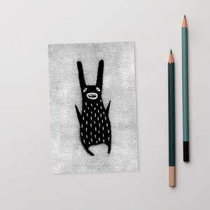 CARTÃO POSTAL ARTÍSTICO 4x6 Coelho Monstro Kawaii Fofo Gótico Peculiar Caprichoso Estranho Gótico Presente de Aniversário para Inauguração de Casa Coelho Engraçado Arte Postal