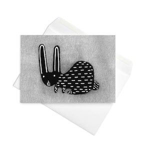 TARJETA DE FELICITACIÓN Conejo negro Conejito kawaii Gótico Peculiar Ilustración caprichosa Gótico extraño Inauguración de casa Lindo regalo de cumpleaños Amigo por correspondencia Hallazgos de primavera
