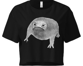 CROP TOP Weird Frog Cropped T-shirt Goblincore Cottagecore Birthday Gifts Funny Quirky Whimsical Grumpy Frown Rain Frog Dark Academia Gothic