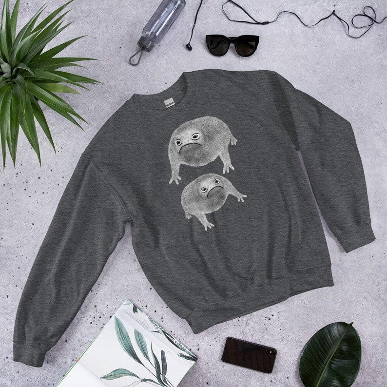 SWEATSHIRT Weird Frog Goblincore Dark Academia Cottagecore Birthday Gifts Jumper Funny Toad Sweater Quirky Whimsical Cute Grumpy Rain Frog image 1