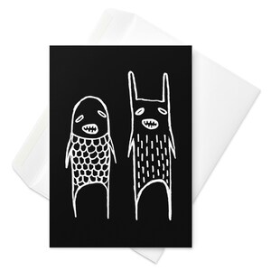 CARTE DE VOEUX Monster Alien Folk Art Kawaii original lunatique mignon effrayant cadeaux d'anniversaire Weirdcore Cryptid pendaison de crémaillère gothique cadeaux de printemps