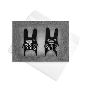 CARTE DE VOEUX Lapin monstre Lapin kawaii Invitations mignonnes Art folklorique Cadeaux d'anniversaire drôles Pendaison de crémaillère Gothique fantaisiste Insolite trouvailles de printemps