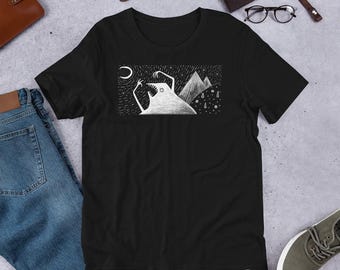 STRAIGHT CUT T-SHIRT Moon Monster Gothic Birthday Gift Weird Folk Art Spooky Horror Creepy Cute Gothic Punk Emo Weirdcore Goth Witchy
