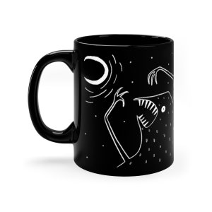 11oz BLACK COFFEE MUG Moon Monster Night Landscape Gothic Birthday Housewarming Gift Goth Emo Weird Funny Quirky Whimsical Creepy Cute