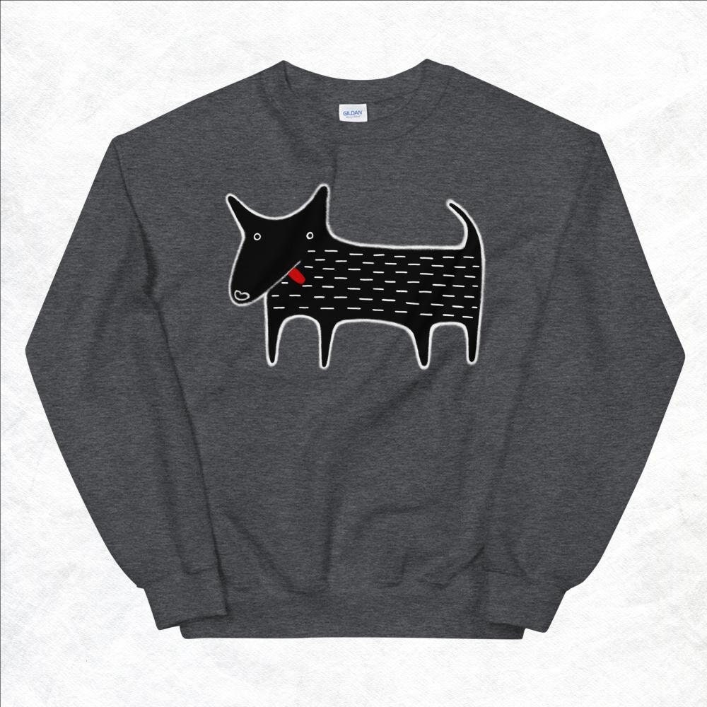 SWEATSHIRT Black Dog Shirt Folk Art 