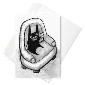 CARTE DE VOEUX lecture lapin livre monstre lapin kawaii carte d'anniversaire drôle lunatique mignon cadeau de pendaison de crémaillère gothique cadeaux de printemps originaux gothiques