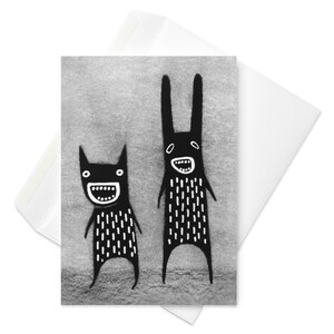 CARTE DE VOEUX Carte d'anniversaire monstre faire-parts lunatique drôle gothique étrange correspondant mignon cadeau de pendaison de crémaillère Goth cadeaux de printemps originaux