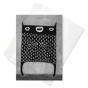 Carte d'anniversaire monstre kawaii, faire-parts extraterrestre fantaisiste, gothique étrange, cadeau de pendaison de crémaillère mignon, cadeaux de printemps originaux gothiques