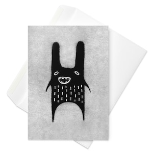 CARTE DE VOEUX Lapin monstre Lapin kawaii Invitations mignonnes Art folklorique Cadeaux d'anniversaire drôles Pendaison de crémaillère Gothique fantaisiste Insolite trouvailles de printemps