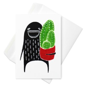 CARTE DE VOEUX Cactus monstre Art folklorique Invitation amateur de plantes Cadeaux de pendaison de crémaillère originaux Plantes fantaisistes Décoration d'intérieur Cadeaux d'anniversaire drôles