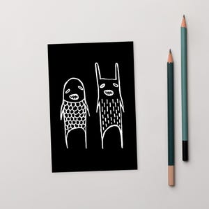 10x15cm KUNSTDRUCK POSTKARTEN Monster Kawaii Volkskunst Schräge Brieffreundschaft Geschenk skurril Einweihungsparty Einzugskarte Gruselige Goth Geburtstagsgeschenke Gothic