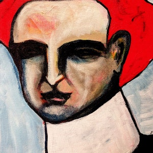 8x10&quot; ART PRINT Portrait Folk Art Painting Abstract Original Wall Art Acrylic Hallway Face Home Decor Housewarming Gifts Weird Stuff Gifts