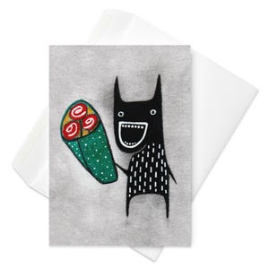 GRUSSKARTE Blumenmonster Rose Kawaii Volkskunst Karte skurril Süß Einweihungsparty Geschenk Gothik Lustig Geburtstag Geschenk Schrullig Jubiläum Karten