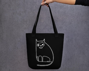 TOTE BAG Skull Cat Gothic Birthday Housewarming Gifts Quirky Weird Gifts for Cat People Creepy Cute Horror Witchy Goth Punk Emo Christmas