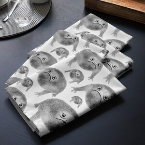 CLOTH NAPKIN SET Weird Frog Funny Napkin Set Folk Art Dining Hosting Gifts Table Decor Birthday Funny Housewarming Gifts Cute Goth Events