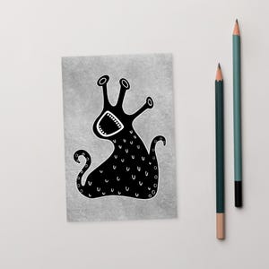 CARTÃO POSTAL ARTÍSTICO IMPRESSO 4x6 Monstro Kawaii Arte Folclórica Estranho Presente de Amigo por Correspondência Caprichoso Cartões de Boas-vindas Assustadores Presentes de Aniversário Fofos Góticos