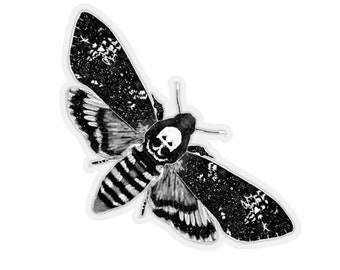 VINYL STICKER Moth Folk Art Dark Academia Collectible Gothic Punk Emo Birthday Gifts Weird Stuff Deaths Head Hawkmoth Creepy Insects Witchy