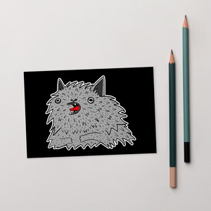4 x 6 ART PRINT CARTE POSTALE Meow Cat Kawaii Folk Art Dark Academia Weirdcore anniversaire Cottagecore cadeaux drôle mignon chaton bizarre lunatique original