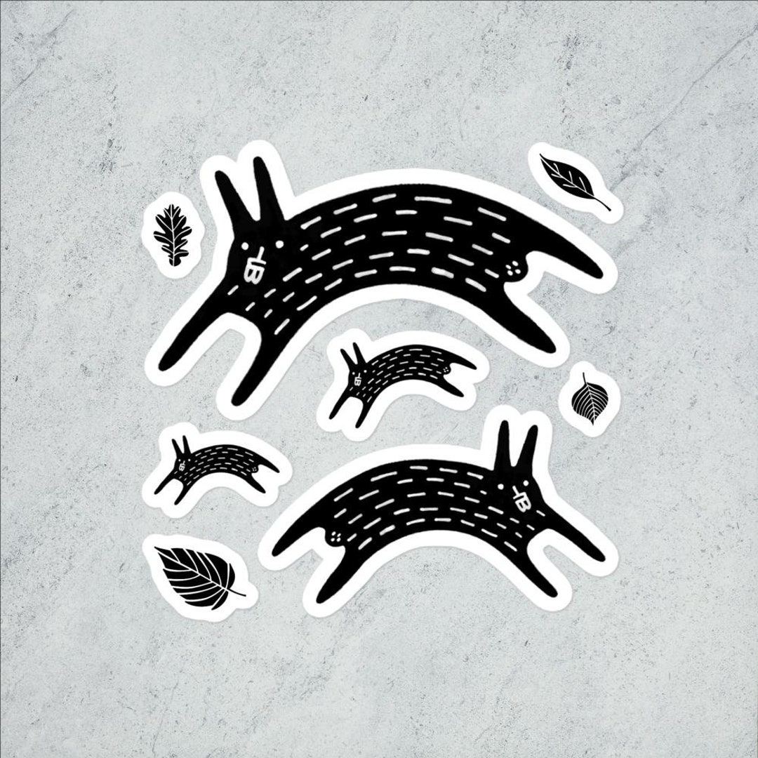 VINYL STICKER SHEET Black Rabbit Kawaii Folk Art Weird Funny Birthday ...