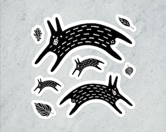 VINYL STICKER SHEET Black Rabbit Kawaii Folk Art Weird Funny Birthday Housewarming Whimsical Creepy Cute Quirky Gothic Bunny Sticker Goth