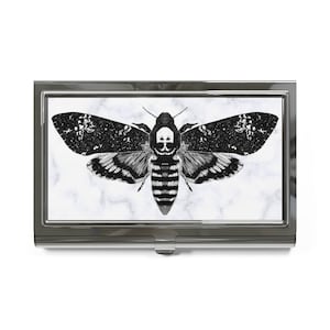 PORTE-CARTES DE VISITE Papillon de nuit sombre anniversaire gobelincore cadeaux Cottagecore insecte étrange spécimen mort tête sphinx effrayant crâne gothique