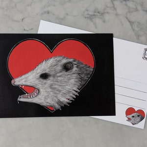 POSTAL CON IMPRESIÓN ARTÍSTICA DE 4 x 6" Amor de zarigüeya Zarigüeya gritando Amigo por correspondencia Regalo Academia oscura Gótico Punk Cumpleaños Gótico Extraño Divertido Peculiar Extraño Emo